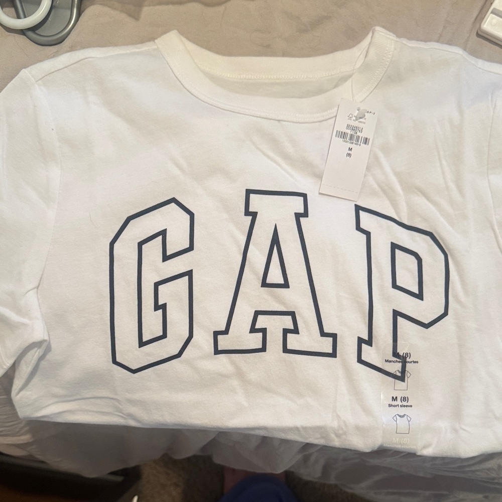 GAP Kids White Tee with Navy Logo